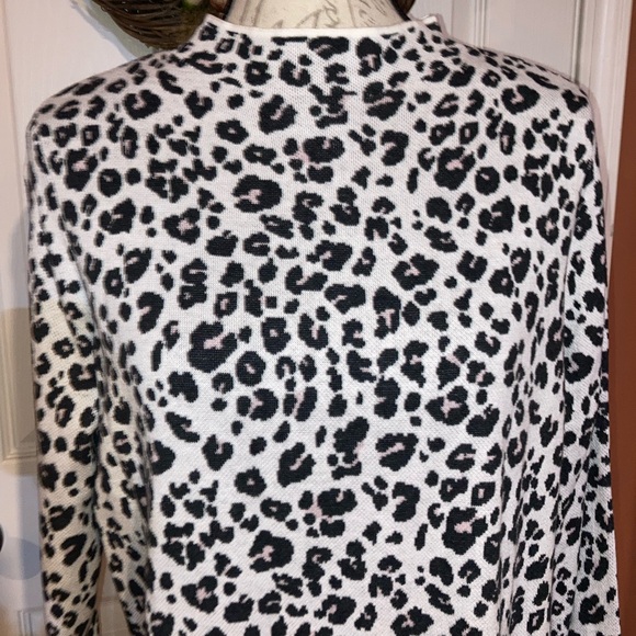 NWT Loft Animal Print Cotton Sweater Sz XLarge White Black - Picture 3 of 8